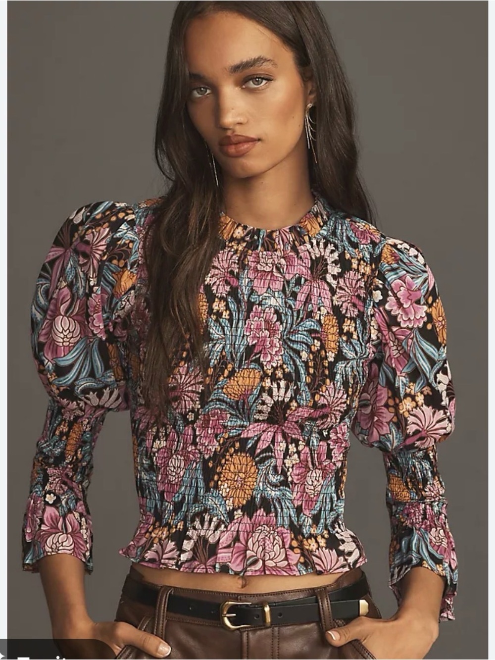 Banjanan Agnes Blouse Small Floral Smocked Puff Sleeve Feminine Boho Spring